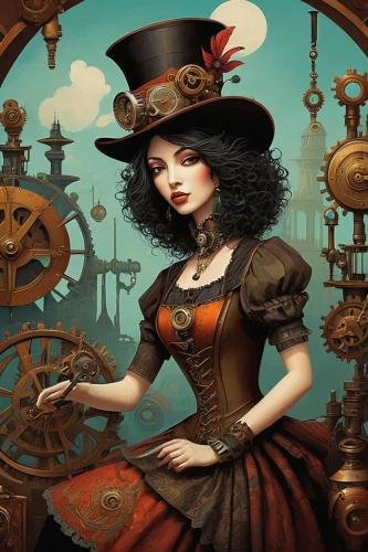 steampunk,steampunk gears,clockmaker,the sea maid,ships wheel,watchmaker,sea fantasy,black pearl,hatter,fantasy art,queen of hearts,pirate treasure,ringmaster,girl with a wheel,scarlet sail,victorian lady,clockwork,key-hole captain,caravel,fantasy portrait,Art,Artistic Painting,Artistic Painting 29