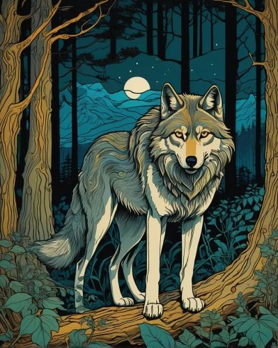 howling wolf,gray wolf,european wolf,wolf,werewolf,wolfdog,constellation wolf,canidae,dog illustration,wolf hunting,forest animal,wolves,red wolf,howl,werewolves,canis lupus,wolf's milk,two wolves,wolf bob,wolfman,Illustration,Retro,Retro 11