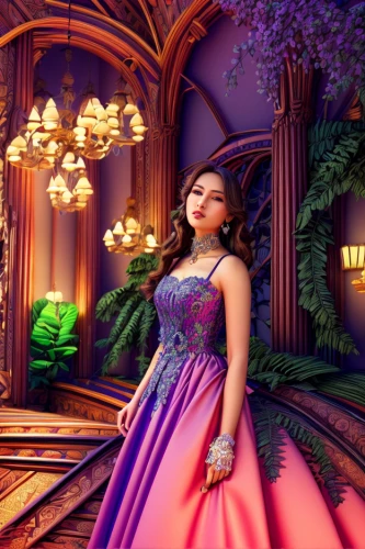 ball gown,quinceañera,princess anna,princess sofia,fairy tale character,cinderella,rosa 'the fairy,quinceanera dresses,rosa ' the fairy,rosa ' amber cover,fairy queen,rapunzel,3d fantasy,background ivy,oriental princess,art deco background,crown render,3d background,digital compositing,celtic queen