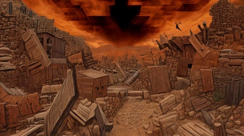 door to hell,scorched earth,burning earth,post-apocalyptic landscape,fire planet,valley of death,apocalyptic,magma,pillar of fire,city in flames,doomsday,the end of the world,the valley of death,lake of fire,apocalypse,flaming mountains,end of the world,destroyed city,mandelbulb,buddhist hell,Game Scene Design,Game Scene Design,Western Style