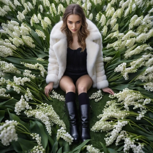 tulip white,white tulips,flower wall en,girl in flowers,fur,white flowers,white boots,white fur hat,tulips,tulip festival,daffodils,coral,flower bed,tulip,flowerbed,beautiful girl with flowers,dianthus,white daisies,fur clothing,tuberose,Photography,General,Natural