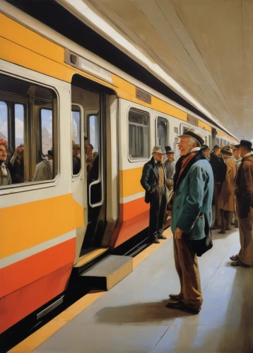 yellow line,electric train,long-distance train,the train,last train,train,early train,the transportation system,passenger train,the girl at the station,train way,trains,transportation system,train of thought,skytrain,subway system,the train station,passenger cars,light rail train,regional train,Art,Classical Oil Painting,Classical Oil Painting 40