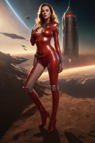 scarlet witch,red super hero,red,captain marvel,space-suit,spacesuit,sci fiction illustration,mission to mars,space suit,red planet,digital compositing,red tunic,asuka langley soryu,sci fi,man in red dress,red chief,lady in red,latex clothing,andromeda,red cape