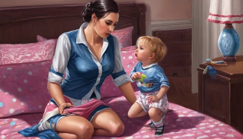 the little girl's room,little girl and mother,nanny,pediatrics,capricorn mother and child,nursery,boy's room picture,cleaning woman,children's background,baby room,baby with mom,child is sitting,little boy and girl,baby care,kids illustration,room newborn,baby-sitter,mother with child,housework,housekeeping,Illustration,Paper based,Paper Based 02