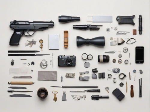gunsmith,disassembled,flat lay,components,tools,airsoft gun,objects,assemblage,weapons,raw materials,school tools,man holding gun and light,paintball equipment,drill accessories,conceptual photography,firearm,still life photography,flatlay,photographic equipment,materials,Unique,Design,Knolling