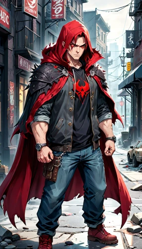 red hood,red super hero,red riding hood,male character,red cape,dodge warlock,comic hero,dean razorback,big hero,little red riding hood,superhero background,comic character,daredevil,game illustration,cg artwork,superhero comic,hero academy,hero,red robin,magus,Anime,Anime,General