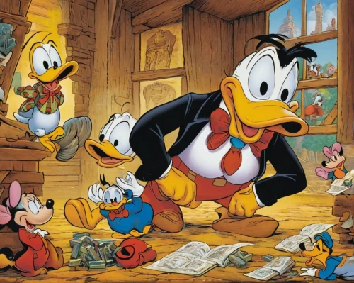 donald duck,donald,sylvester,geppetto,walt disney,caper family,mickey mause,toons,euro disney,20,125,pinocchio,119,checker marathon,wild ducks,500,50,disneyland park,hans christian andersen,208,Illustration,Retro,Retro 18