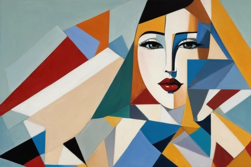 art deco woman,cubism,mondrian,decorative figure,woman's face,woman sitting,girl-in-pop-art,woman face,woman thinking,picasso,art deco,roy lichtenstein,pop art woman,cool pop art,young woman,woman in the car,portrait of a woman,abstract cartoon art,girl in a long,art deco background,Art,Artistic Painting,Artistic Painting 45