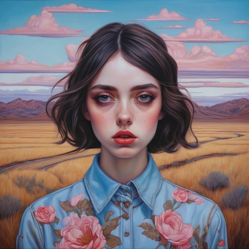 mystical portrait of a girl,portrait of a girl,girl in flowers,girl portrait,rosy,young woman,kahila garland-lily,fantasy portrait,selanee henderon,dry bloom,girl in a long,desert rose,young girl,free land-rose,oil on canvas,romantic portrait,eglantine,bibernell rose,pink dawn,portrait background,Conceptual Art,Daily,Daily 15