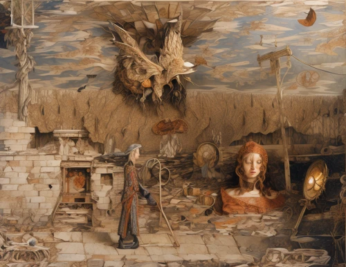 the annunciation,hunting scene,fireplace,fireplaces,nativity,ancient house,shamanism,catacombs,murals,arthur rackham,burial chamber,witch's house,hearth,the conflagration,shamanic,the wolf pit,antiquariat,mantle,fresco,hall of the fallen