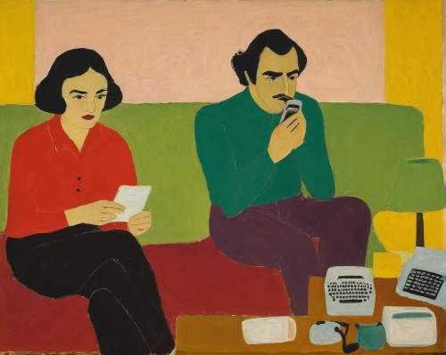 olle gill,young couple,two people,postmasters,woman drinking coffee,woman sitting,man and wife,as a couple,man with a computer,braque saint-germain,braque francais,man and woman,conversation,girl at the computer,men sitting,e-book readers,shirakami-sanchi,readers,vintage man and woman,coffee and books,Art,Artistic Painting,Artistic Painting 09