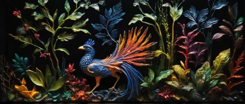 ornamental fish,splendens,fighting fish,betta splendens,macaw hyacinth,siamese fighting fish,glass painting,parrot feathers,schopf-torch lily,color feathers,tropical fish,bird of paradise,bromeliad,banana flower,kahila garland-lily,peacock feathers,canna lily,scarlet macaw,bird-of-paradise,cluster-lilies,Photography,Artistic Photography,Artistic Photography 02