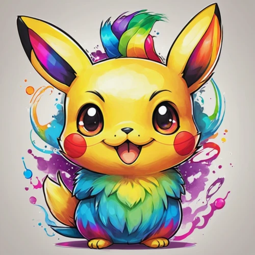 rainbow rabbit,pixaba,pikachu,rainbow background,rainbow pencil background,pika,pokemon,cmyk,cute cartoon character,edit icon,easter theme,pokémon,knuffig,rainbow tags,raimbow,cute cartoon image,colorful background,growth icon,navi,colorful foil background,Illustration,Paper based,Paper Based 11