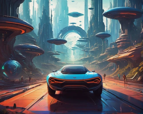 futuristic landscape,futuristic car,3d car wallpaper,alien world,i8,futuristic,tesla roadster,alien planet,sci fiction illustration,mushroom landscape,cg artwork,sci - fi,sci-fi,moon car,gas planet,concept art,concept car,ufo interior,scifi,sci fi,Conceptual Art,Fantasy,Fantasy 21