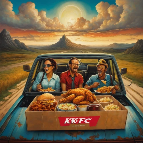 last supper,album cover,holy supper,modern pop art,bk chicken nuggets,art,fast-food,would a background,fast food restaurant,fried chicken,holy three kings,kids' meal,kraft,chicken 65,holy 3 kings,vegan icons,popular art,the chicken,american food,thanksgiving background,Illustration,Realistic Fantasy,Realistic Fantasy 34