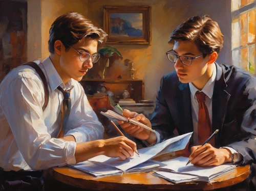 children studying,tutor,private school,tutoring,businessmen,artists,study,school children,art painting,oil painting,meticulous painting,oil painting on canvas,italian painter,study room,fraternity,painting,young couple,painting technique,examining,priesthood,Conceptual Art,Oil color,Oil Color 03