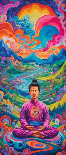 psychedelic art,buddha focus,buddha,bodhisattva,heart chakra,pachamama,shirakami-sanchi,shakyamuni,vajrasattva,buddhist,global oneness,psychedelic,mind-body,meditate,somtum,budha,meditation,tibetan,ego death,consciousness,Conceptual Art,Oil color,Oil Color 23