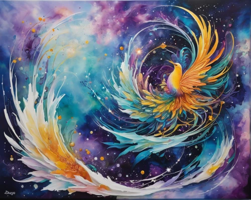 star winds,phoenix rooster,bird painting,phoenix,constellation swan,fairy galaxy,pegasus,dove of peace,spiral nebula,archangel,galaxy,galaxy collision,angel wing,nebula 3,virgo,aquarius,oil painting on canvas,celestial,zodiac sign gemini,color feathers,Unique,Paper Cuts,Paper Cuts 01