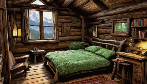 log cabin,log home,cabin,small cabin,the cabin in the mountains,sleeping room,guestroom,lodging,tree house hotel,rustic,guest room,children's bedroom,danish room,attic,great room,the little girl's room,summer cottage,lodge,knotty pine,inverted cottage,Illustration,Black and White,Black and White 17