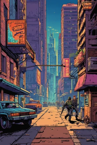cyberpunk,tokyo city,retro background,cityscape,tokyo,would a background,hong kong,shinjuku,shanghai,urban,kowloon,suburb,neon arrows,evening city,dusk,chinatown,80s,street canyon,colorful city,retro styled,Unique,Pixel,Pixel 05