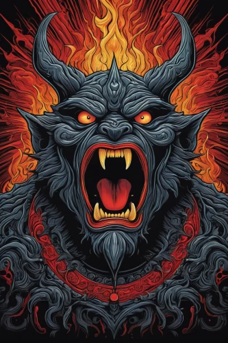 barong,krampus,devil,fire devil,minotaur,fire logo,daemon,black dragon,tribal bull,vector illustration,gargoyle,dragon fire,werewolf,gryphon,werewolves,snarling,demon,devilwood,trioceros,fire red eyes,Illustration,Black and White,Black and White 14