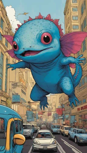 road dolphin,stitch,game illustration,anthropomorphized animals,sci fiction illustration,a flying dolphin in air,cuthulu,running frog,bulbasaur,dumbo,cover,komodo,bombay,blue fish,cartoon car,pokemon go,citroen duck,piaynemo,turbo,pilotfish,Conceptual Art,Daily,Daily 08