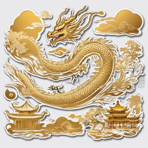 golden dragon,chinese dragon,dragon design,dragon li,dragon boat,chinese water dragon,dragon,decorative plate,chinese icons,chinese horoscope,painted dragon,gold leaf,gold filigree,gold foil art,chinaware,chinese background,zui quan,yangqin,wyrm,chinese art,Unique,Design,Sticker