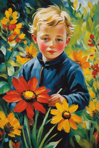 flower painting,girl in flowers,girl picking flowers,child portrait,girl in the garden,oil painting on canvas,oil painting,blanket of flowers,child in park,bright flowers,picking flowers,children's background,oil on canvas,painting technique,flower art,little flower,flowers png,child's frame,the garden marigold,flora,Art,Artistic Painting,Artistic Painting 37