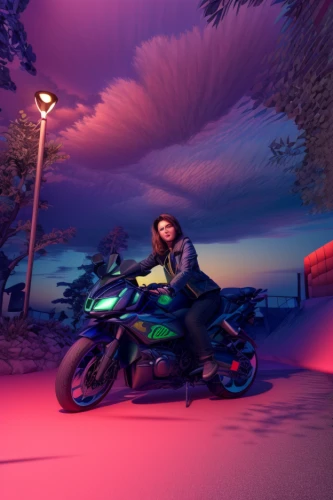 motorbike,motorcycle,moped,motorcyclist,digital compositing,motorcycle tour,motorcycles,biker,motorcycle racer,scooter riding,motorcycling,dusk background,ride,night highway,motor-bike,neon lights,visual effect lighting,heavy motorcycle,photo session at night,scene lighting