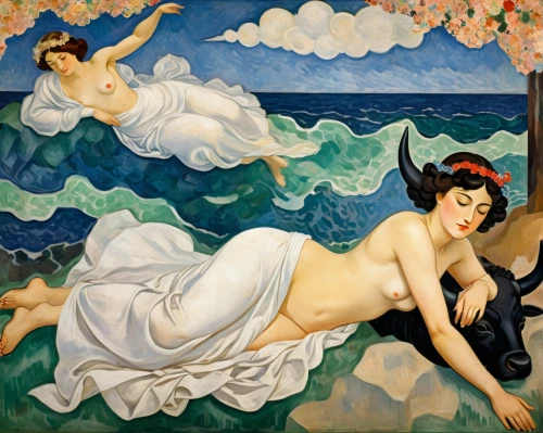 the sea maid,siren,ocean liner,sirens,bathing,mermaids,la violetta,rusalka,1926,art deco woman,narcissus,vintage art,art deco,1921,the people in the sea,tour to the sirens,lido di ostia,the wind from the sea,breton,el mar,Art,Artistic Painting,Artistic Painting 40