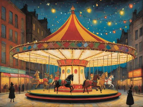 carousel,merry-go-round,merry go round,circus tent,carousel horse,carnival tent,circus show,circus,musical dome,fairground,kristbaum ball,funfair,hamelin,circus stage,amusement ride,cd cover,annual fair,christmas market,cirque,universal exhibition of paris,Art,Artistic Painting,Artistic Painting 49