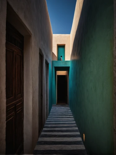 riad,marrakesh,the threshold of the house,narrow street,caravansary,3d rendering,nizwa,majorelle blue,build by mirza golam pir,ouarzazate,marrakech,qasr al watan,islamic architectural,passage,morocco,ancient house,karnak,3d albhabet,alleyway,blue door,Photography,Documentary Photography,Documentary Photography 17