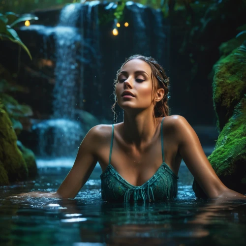 water nymph,woman at the well,green waterfall,thermal spring,the blonde in the river,siren,photoshoot with water,water bath,in water,under the water,water flowing,waterfall,girl on the river,spa,water spring,wishing well,water fall,thermal bath,flowing water,blue lagoon,Photography,General,Fantasy