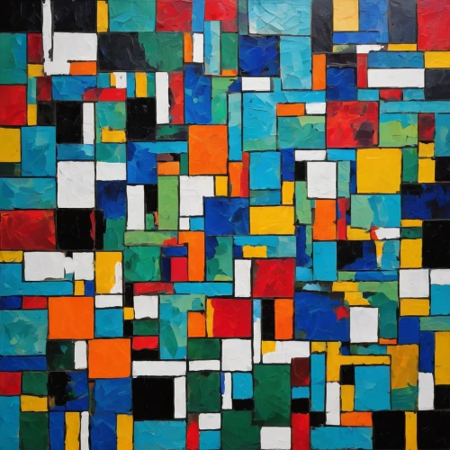 mondrian,cubism,abstract painting,tileable patchwork,rubik,mosaic,quilt,abstract multicolor,rectangles,tetris,mosaic glass,patchwork,fragmentation,abstract artwork,tiles shapes,abstracts,squares,oil on canvas,square pattern,palette,Art,Artistic Painting,Artistic Painting 42