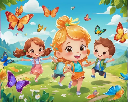 children's background,kids illustration,happy children playing in the forest,spring background,springtime background,spring leaf background,game illustration,child fairy,butterfly background,fairy world,children jump rope,cute cartoon image,walk with the children,chasing butterflies,cartoon flowers,children learning,fairies aloft,fairies,world children's day,children's fairy tale,Illustration,Japanese style,Japanese Style 19