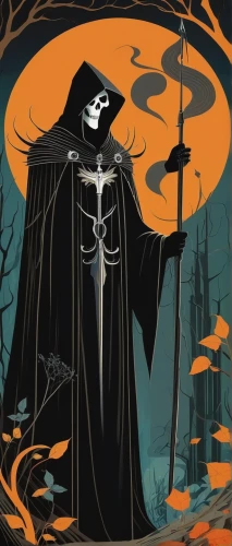 grimm reaper,halloween illustration,grim reaper,halloween background,halloween poster,halloween vector character,the witch,halloween witch,dance of death,witch broom,halloween banner,witch,halloween wallpaper,murder of crows,witch house,scythe,halloween scene,witches,halloween paper,helloween,Illustration,Vector,Vector 13