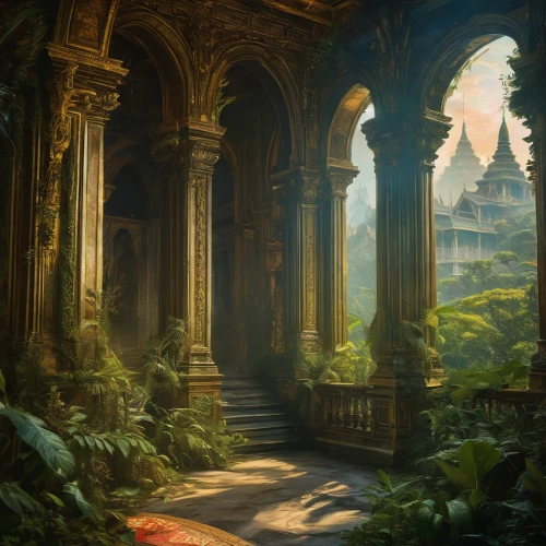 hall of the fallen,fantasy landscape,ancient city,fantasy picture,ruins,mausoleum ruins,the threshold of the house,sanctuary,the ruins of the,fantasy art,backgrounds,the mystical path,threshold,ancient,lost place,castle of the corvin,imperial shores,pillars,the ancient world,lostplace,Conceptual Art,Fantasy,Fantasy 05