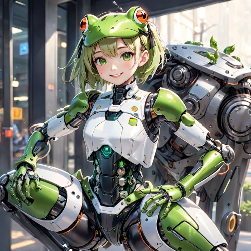 mecha,android,military robot,kawaii frog,mech,kotobukiya,patrol,woman frog,michelangelo,kawaii frogs,ai,chat bot,harajuku,exoskeleton,robot combat,minibot,kinara,kosmea,robotics,armored animal,Anime,Anime,General
