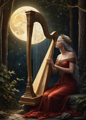 celtic harp,harp player,angel playing the harp,ancient harp,harpist,harp with flowers,harp,harp strings,harp of falcon eastern,lyre,musical instrument,constellation lyre,stringed instrument,bowed instrument,instrument music,mouth harp,string instrument,serenade,musical instruments,woman playing,Illustration,American Style,American Style 02