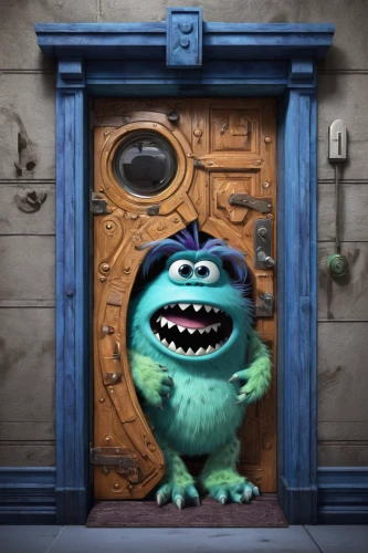 monster's inc,minion hulk,three eyed monster,stitch,the door,cute cartoon character,door,home door,creepy doorway,blue monster,child monster,iron door,doorbell,open door,door husband,door lock,in the door,disney character,anthropomorphic,key-hole captain,Photography,Fashion Photography,Fashion Photography 26