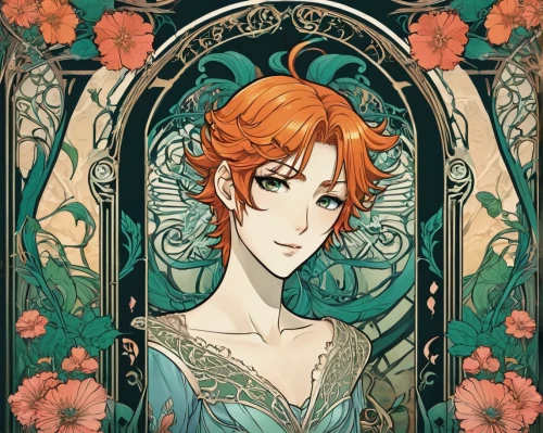 orange blossom,art nouveau,vanessa (butterfly),lily of the field,lilly of the valley,orange rose,flora,mucha,lily of the desert,marigold,frame flora,orange petals,art nouveau design,clary,everlasting flowers,lily of the valley,orange roses,art nouveau frame,orange marigold,the son of lilium persicum,Illustration,Retro,Retro 13