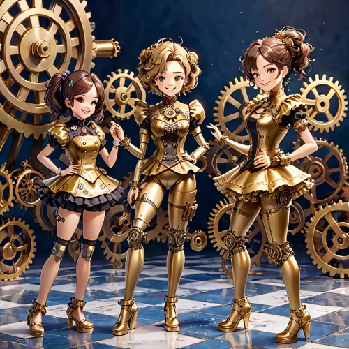 steampunk gears,golden wreath,euphonium,steampunk,christmas angels,gold shop,cogs,clockwork,perfume,gears,gold deer,angels of the apocalypse,sphere,golden crown,gold color,gold wall,christmas dolls,cog,cg artwork,the three graces,Anime,Anime,General