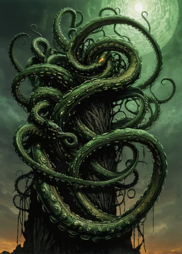 medusa gorgon,kraken,gorgon,medusa,tentacle,tentacles,anahata,tendrils,ringed-worm,sea monsters,apiarium,coil,sea fantasy,iridigorgia,rod of asclepius,celtic tree,cuthulu,serpent,coastlien,polyp,Illustration,American Style,American Style 02