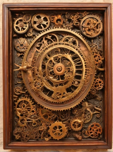 steampunk gears,mechanical puzzle,cog,wall clock,clockmaker,clockwork,carved wood,wood carving,steampunk,mechanical,panel,openwork frame,longcase clock,gears,wood art,old clock,cogs,grandfather clock,transport panel,the laser cuts,Illustration,Realistic Fantasy,Realistic Fantasy 13