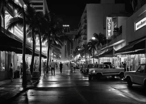 south beach,film noir,broadway at beach,coconut grove,boulevard,beverly hills,miami,fort lauderdale,hollywood,blackandwhitephotography,palmbeach,store fronts,nightlife,key west,casablanca,broadway,greystreet,monochrome photography,shopping street,5th avenue,Photography,Black and white photography,Black and White Photography 01