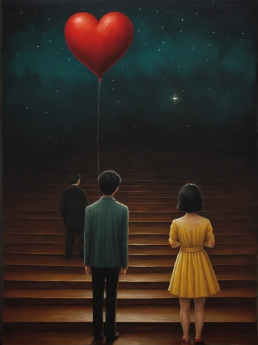red balloon,red balloons,heart balloons,love in air,balloon,two hearts,valentine balloons,surrealism,flying heart,two people,oil painting on canvas,heart's desire,lovesickness,ballon,in measure love,handing love,balloons,lost love,heart with hearts,the heart of,Illustration,Abstract Fantasy,Abstract Fantasy 17