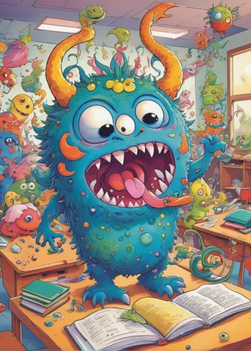 child monster,three eyed monster,blue monster,children's background,wuhan''s virus,skylanders,game illustration,cuthulu,one eye monster,childrens books,kids illustration,book illustration,sci fiction illustration,dragon li,gnaw,background image,chinese dragon,germs,rimy,colored pencil background,Illustration,Japanese style,Japanese Style 20