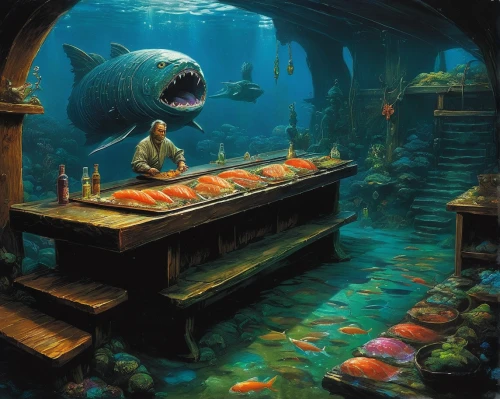 aquarium decor,aquarium,aquariums,seafood counter,underwater playground,fish tank,fishmonger,aquarium inhabitants,marine tank,underwater world,under sea,fish-surgeon,fish supply,fish market,fine dining restaurant,under the sea,school of fish,fishes,underwater fish,reef tank,Illustration,Realistic Fantasy,Realistic Fantasy 32