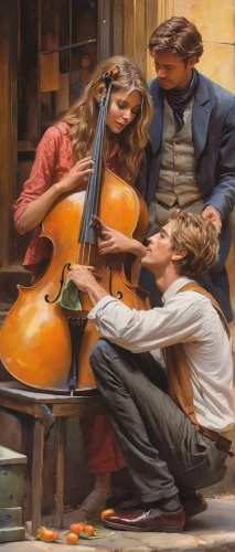 violinists,violin family,musicians,violoncello,cello,string instruments,plucked string instruments,cellist,violone,violin player,violist,violins,violin,string instrument,bowed string instrument,musical ensemble,playing the violin,orchestra,stringed instrument,oil painting,Conceptual Art,Fantasy,Fantasy 04