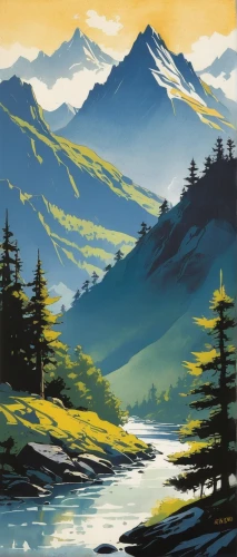 mountain landscape,mountain scene,salt meadow landscape,alaska,river landscape,mountainous landscape,white mountains,whistler,autumn mountains,larch forests,larch trees,highlands,landscape background,spruce trees,spruce-fir forest,mountain river,spruce forest,cascade mountain,west canada,mountains,Illustration,Black and White,Black and White 10